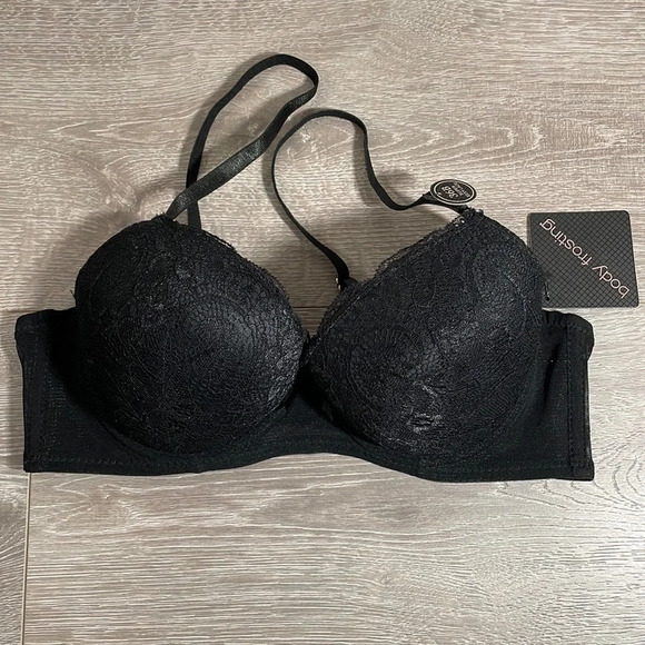 NWT Body Frosting Black Lace Push Up Bra 36B - Picture 1 of 16